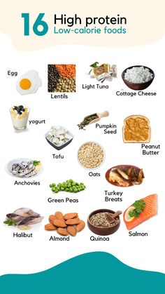 Learn about 16 foods that has high protein and low calories. #protein #lowcalories High Protein Low Calorie Food, Low Fat High Protein Recipes, High Calorie Foods, Low Calorie Foods, Healthy Food Chart, High Protein Foods, High Protein Low Calorie, Healthy Food Facts