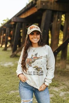 Live life to the fullest with our bold "All Gas, No Brakes" graphic sweatshirt. This isn't just clothing; it's a mindset. Perfect for thrill-seekers and adrenaline junkies, this sweatshirt captures the spirit of adventure and the thrill of the open road. Live Life To The Fullest, Thrill Seeker, Open Road, Country Girl, Country Girls, The Spirit, Live Life, Womens Clothing Tops, Art Collection