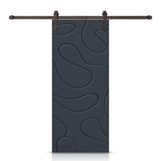 an image of a door with a black and grey pattern on it, hanging from a metal rod