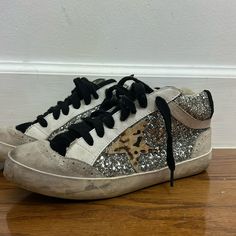 Used In Good Condition, Send Offers!! Silver High-top Sneakers With Glitter Accents, Silver High-top Sneakers For Party, Silver High-top Party Sneakers, Golden Goose Silver, Shoes Golden Goose, Goose Shoes, Golden Goose Shoes, Golden Goose, Womens Shoes Sneakers