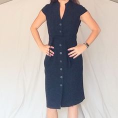 Really Nice Quality Dress For Work! Color Is Like A Really Dark Navy. Brand New, Never Worn! Lined Knee-length Midi Dress For Work, Knee-length Lined Midi Dress For Work, Fitted Mid-length Dress With Button Closure, Spring Calvin Klein Dress With Button Closure, Calvin Klein Spring Dresses With Button Closure, Office Knee-length Lined Midi Dress, Calvin Klein Knee-length Midi Dress For Work, Calvin Klein Short Sleeve Office Dresses, Fitted Calvin Klein Office Dress