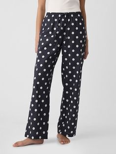 Smooth poplin sleep pants. Drawcord ties at elasticized waist. Select styles have allover print or stripes. #793269 Pyjama Bottoms, Sleep Pants, Pj Pants, Toddler Christmas, Sleepwear & Loungewear, Men Boys, Black Polka Dot, The Gap, Pajamas Women