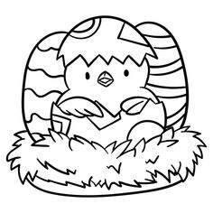 an easter chick in the nest coloring page