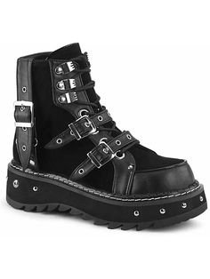 LILITH-278 Metal Studded Ankle Boot Punk Boots Women, Alternative Shoes, Demonia Shoes, Festival Shoes, Punk Boots, Gogo Boots, Cosplay Shoes, Black Vegan, Classic Boots