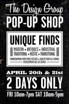 the design group pop up shop poster