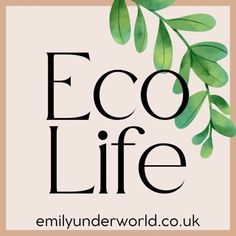 the eco life logo with green leaves on white and tan background, text reads'eco life '