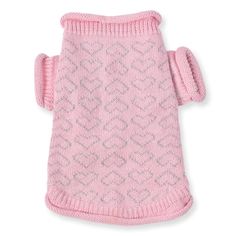 a pink dog sweater with ruffled sleeves