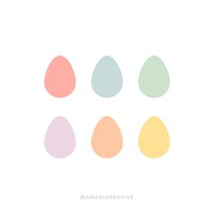 four eggs with pastel colors on the top and bottom, all in different sizes