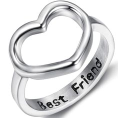 PRICES MAY VARY. Pure Stainless Steel, Never Rust or Green Finger 2mm Width, Solid Inside, Strong and Durable, Nickel Free, Hypoallergenic Wedding Promise Statement Anniversary Valentines Gift Class Chool Graduation Sister Wife Daughter Mother Birthday Christmas Gift Box is NOT Included. Wedding Promises, Mother Birthday, Sister Wife, Christmas Gift Box, Open Heart, Girls Jewelry, Anniversary Ring, Anniversary Rings, Promise Rings