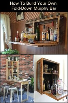 how to build your own fold - down murphy bar from an old cabinet and pallet