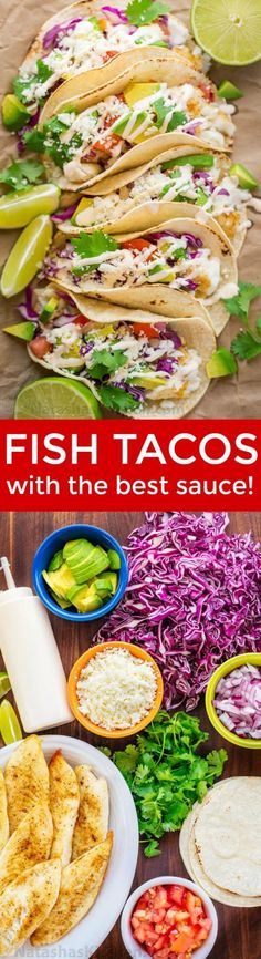 fish tacos with the best sauces and ingredients to make them taste like mexican food