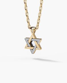 This handmade star of David pendant is available in gold and platinum and fully customizable with natural black or white diamonds and any engraving your bold heart desires. Star Of David Pendant, Rose Gold Chain, Star Of David, Hearts Desire, White Rose Gold, White Diamonds, White Rose, Diamond White, Arrow Necklace