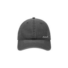 the dad hat in grey is embroidered on it