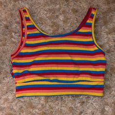 Very Good Material- Never Worn Striped Crop Top, Red Yellow, Lady In Red, Crop Top, Womens Tops, Crop Tops, Yellow, Red, Women Shopping