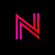 the letter n is made up of pink and red lines on black background, which are overlapping