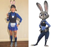 a woman dressed as a rabbit and an image of a cartoon bunny