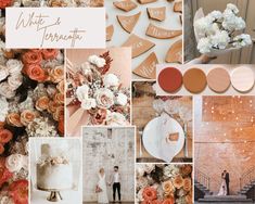 a collage of photos with flowers and wedding decorations