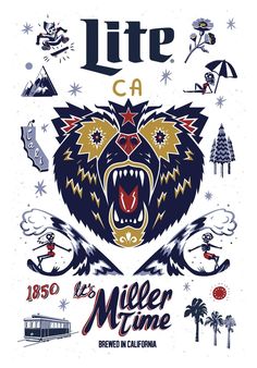 a poster with an image of a bear's head and the words life ca