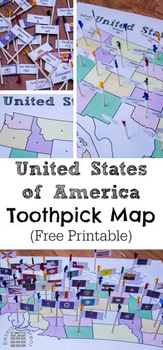 the united states of america toothpick map with free printables for kids