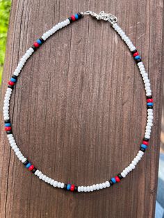 ☆ black, white, red, dark blue matte ☆ lobster clasp and metal wire  ☆ sizes can be from 13in-16in and will have an extension chain ☆ beads are size 6/0 If you have any questions please DM me!! Trendy Red Beaded Choker Necklace, Red Bead Choker, Red Western Beaded Necklace, Handmade Red Beaded Choker Necklace, Red And Black Seed Bead Necklace, Seed Bead Jewelery, Blue Beaded Bracelets, Beading Jewelery, Western Jewelry