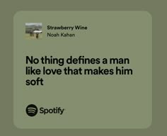 a quote from strawberry wine founder noah kahann on no thing defies a man like love that makes him soft