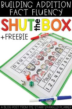 a free printable addition to the shut the box game