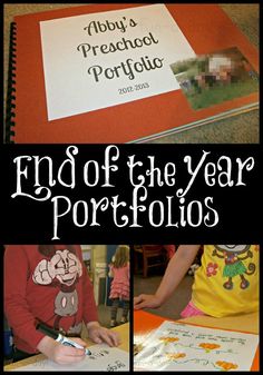 a book cover for the end of the year perfolios with pictures of children