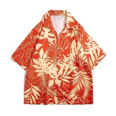 Lasaky - Vintage Floral Print Short Sleeve Shirt with Stylish Design - Retro and Trendy Loose Fit Button-down Blouse Summer, Color Combinations For Clothes, New Flower, Vintage Hawaii, Body Proportions, Hawaiian Outfit, Vintage Short, Orange Shirt, Vintage Floral Print