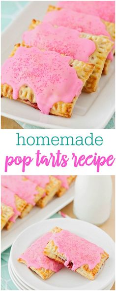 homemade pop tarts recipe with pink icing on top