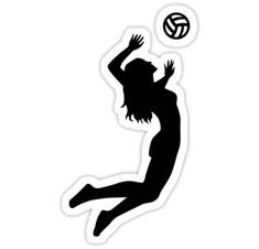 a girl playing volleyball with the ball in her hand sticker on a white background