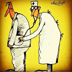 a cartoon drawing of two doctors shaking hands