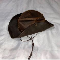 Outback Hat Western Style Leather Cowboy Hat In Brown Color With Suede Strap / Unisex Made In Australia Leather Cowboy Hats, Outback Hat, Hat Western, Cowboy Hat, Western Style, Western Fashion, Brown Color, Cowboy Hats, Accessories Hats