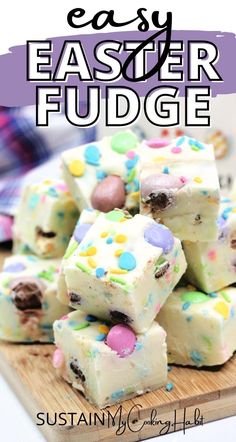 an easy easter fudge recipe made with white chocolate, marshmallows and sprinkles