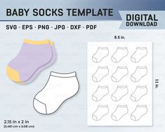 the baby socks template is shown with instructions to make it