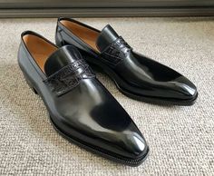 Handmade Classic Black Calf Alligator/Crocodile Strap Leather Moccasin Loafers Dress Shoes on Storenvy