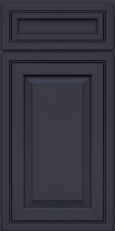 an image of a kitchen cabinet door in dark blue color, with the bottom panel painted black