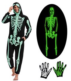 PRICES MAY VARY. Package Incules：a Double Sided Glow-in-the-Dark Halloween Skeleton Costume with a pair Glow-in-the-Dark Gloves Glowing Effect: Leave the costume under direct light for at least 30 minute before wearing to achieve the eerie glow. Versatile Use: Perfect for Halloween parties, theme events, and other festive occasions. Satisfaction Guaranteed: We offer excellent customer service and a 100% satisfaction guarantee on your purchase. Unique Halloween Costume: Stand out with this Glow I Halloween Skeleton Costume, Jumpsuit Costume, Scary Skeleton, Skeleton Halloween Costume, Glowing Effect, Dark Halloween, Skeleton Costume, Unique Halloween Costumes, Skeleton Halloween