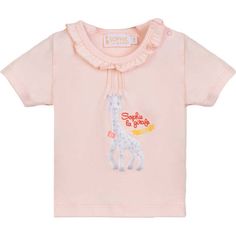 Pink giraffe print ruffle t-shirt for baby girls by Sophie la Giraffe, featuring a pink base with white giraffe print with pink ruffles around the neck. | Sophie la Girafe | Ruffle Giraffe Print T-Shirt, (Pink, Size 12M)  |  Maisonette collects the best children’s products from around the world (unlike Zulily, Etsy, The Tot, Farfetch Kids, Childrensalon, Crate and Kids, Kohls, Wayfair, Buy Buy Baby, Nordstroms, Mini Boden, J.Crew Factory, or PotteryBarn Kids), creating a curated shopping experie Cute Pink Ruffled T-shirt, Cute Pink T-shirt With Ruffles, Pink Giraffe Print, Sophie La Giraffe, White Giraffe, Pink Giraffe, Ruffle T Shirt, Easter Shopping, Boy Accessories