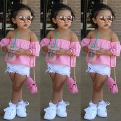 2018 Baby Girls Blouses Fashion Toddler Infant Baby Kids Girls Off-shoulder Shirt Tops Casual Summer Clothes Fashion Baby Girl Outfits, Kids Fashion Dress, Girls Blouse, Tops Casual, Kids Outfits Girls, Dresses Kids Girl, Kids Fashion Girl