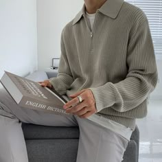 Soft Boy Aesthetic, Mens Knit Sweater, Crop Pullover, Pullover Mode, Pullover Sweater Men, Knit Men, Mens Fashion Classy, Zippered Sweater, Quarter Zip Sweater