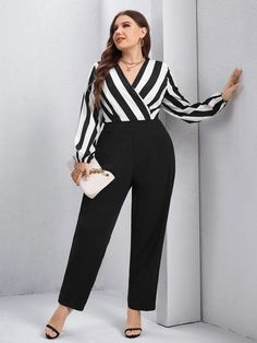 Curvy Jumpsuit Outfit, Curvy Formal Outfit, Formal Outfits For Women Plus Size, Plus Work Outfit, Outfit Curvy Elegante, Curvy Work Outfit, Business Formal Outfit, Look Office, Elegant Outfit Classy