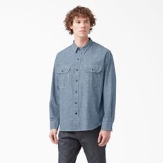 Rediscover a hardworking essential dating back to the 1920s in Dickies 1922 Long Sleeve Work Shirt. While there is nothing basic about this everyday work shirt, you’ll find an excess of vintage styling and purpose in the straightforward construction. Offered in blue and black chambray with khaki contrast stitching, as well as a sturdy ripstop camouflage print with matching stitching to highlight our military heritage, Dickies 1922 Long Sleeve Work Shirt is a go-to closet essential that will stan Long Sleeve Work Shirt, Vintage Styling, Work Uniforms, Camouflage Print, Work Shirt, The 1920s, Lifestyle Clothing, Sewing A Button, Work Shirts