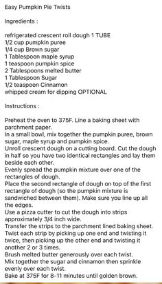 the instructions for pumpkin pies are shown in this screenshoter's image