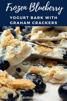 frozen blueberry yogurt bark with graham crackers is an easy and delicious snack