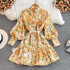 Stylish A line long sleeve floral dress fashion dressFabric: blendedColor: yellowSize(cm): M, L, XL, 2XL(1inch=2.54cm)M length 90cm bust 110cm waist 114cm sleeve length 60cmL length 91cm bust 114cm waist 118cm sleeve length 61cmXL length 92cm bust 118cm waist 122cm sleeve length 62cm&ltp&gt2XL length 93cm bust 122cm waist 126cm sleeve length 63cm&lt/p&gt&ltbr/&gt Beige A-line Long Sleeve Dress For Spring, Spring Floral Print Lantern Sleeve Dresses, Multicolor Lantern Sleeve Spring Dress, Multicolor Lantern Sleeve Dress For Spring, Spring Floral Print Mini Dress With Lantern Sleeves, Beige Lantern Sleeve Dress For Spring, Spring Lantern Sleeve Mini Dress With Floral Print, Long Sleeve Floral Print Mini Dress For Fall, Fall Floral Print Long Sleeve Mini Dress