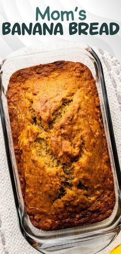 An overhead shot of a loaf of banana bread in the loaf dish. Bread Recipe Healthy, Instant Pot Freezer, Best Banana Bread Recipe, Banana Bread Recipe Healthy, Moist Pumpkin Bread, Moist Banana Bread, Homemade Dinner Rolls