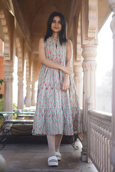 Women Cotton Summer Dress, Handblock Print Cotton Dress, Block Print Dress, Cotton Tier Dress, Printed Cotton dress Stitched Dress Ideas, Cotton Midi Dress Designs, Printed Cotton Dress Pattern Indian, Cotton Sheet Dress, Summer One Piece Dress Cotton, Printed Cotton Dress Summer, Cotton Knee Length Dresses, Cotton Printed Kurtis Design Summer, Cotton Block Print Dresses