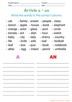 an english worksheet with words and pictures