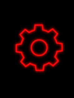 a black background with a red glowing gear symbol on the left and right side of the frame