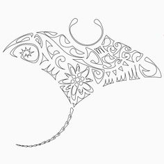 a drawing of a fish with intricate designs on it